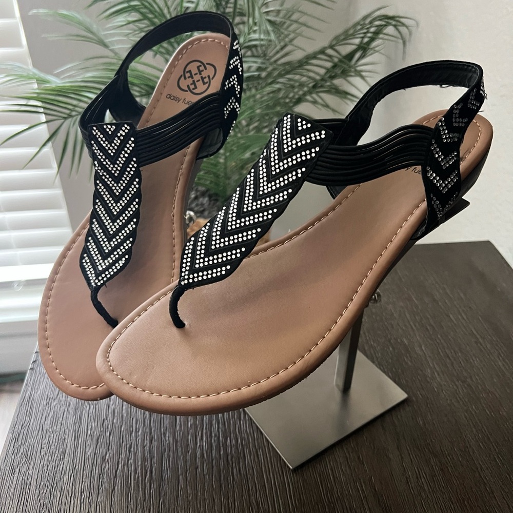 Stylish Black Rhinestone Sandals by Daisy Fuentes
